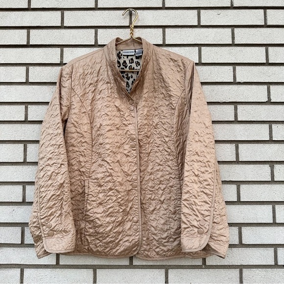 Chico’s Tan Quilted Button Snap Front Jacket - Picture 1 of 8